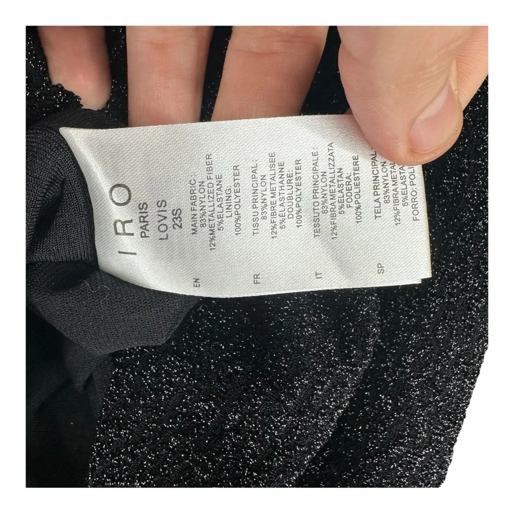 IRO Paris 36 Black Foa Sparkly Cutout Blouse High Neck Party Cocktail Sexy - Picture 7 of 15